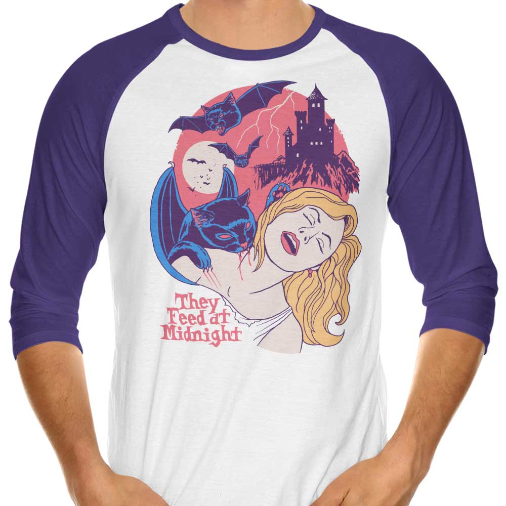 They Feed at Midnight 3/4 Sleeve Raglan - Adult & Kids T-Shirts, Sweatshirts & Hoodies apparel design preview 1
