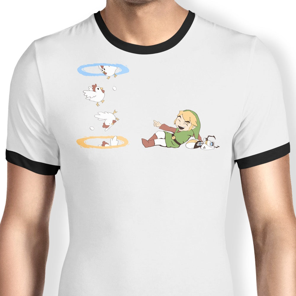 Thinking With Chickens Ringer - Adult & Kids T-Shirts, Sweatshirts & Hoodies apparel design preview 1