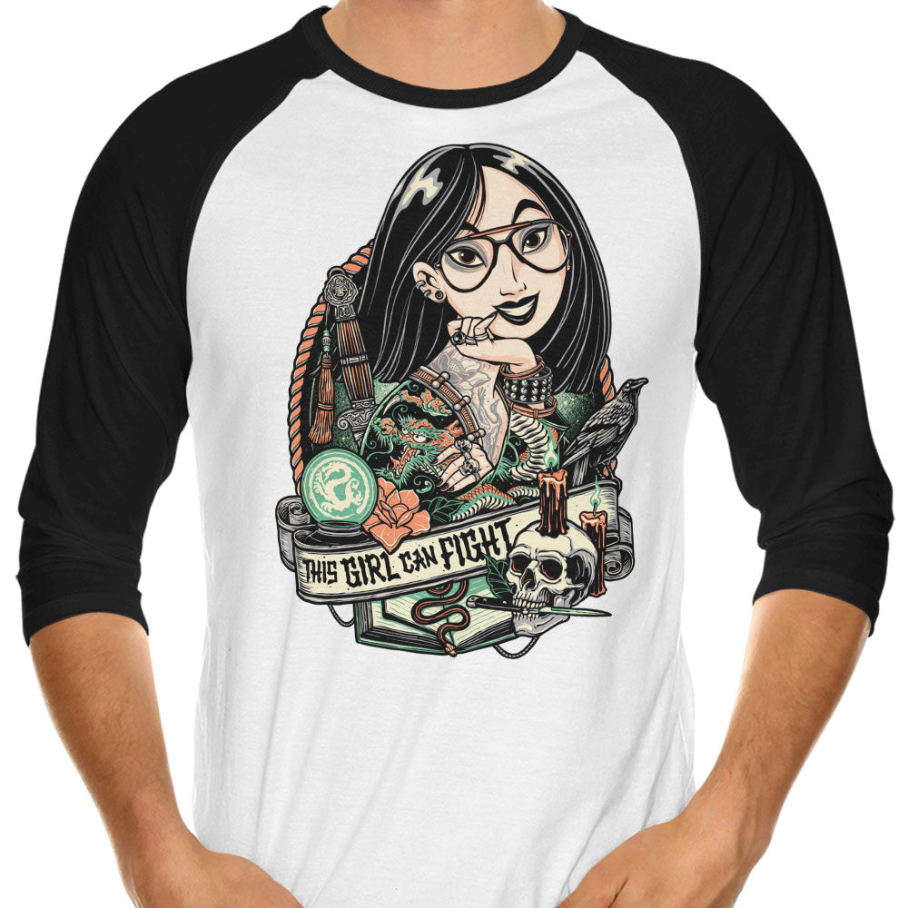 This Girl Can Fight 3/4 Sleeve Raglan - Adult & Kids T-Shirts, Sweatshirts & Hoodies apparel design preview 1