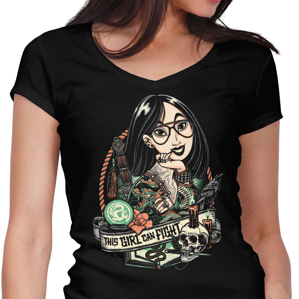 This Girl Can Fight Women's V-Neck - Adult & Kids T-Shirts, Sweatshirts & Hoodies apparel design preview 1