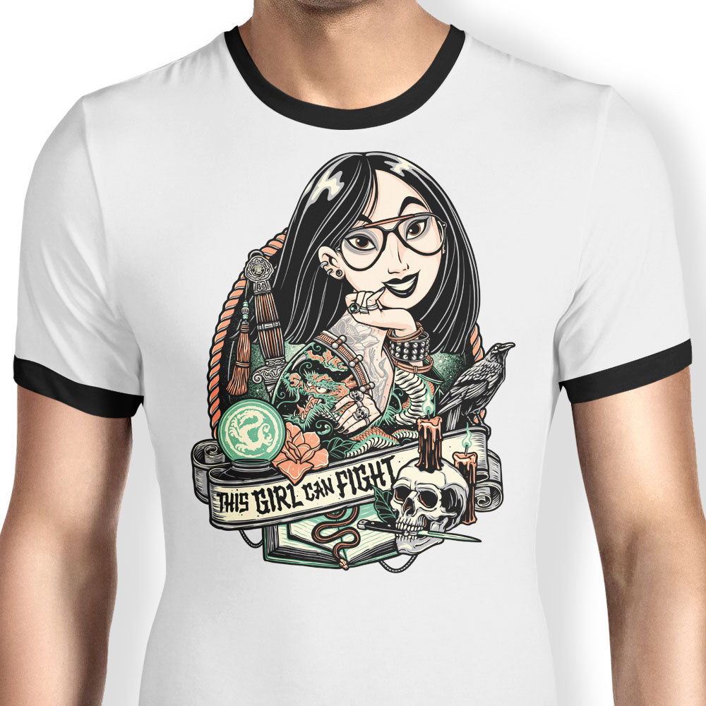 This Girl Can Fight Ringer - Adult & Kids T-Shirts, Sweatshirts & Hoodies apparel design preview 1