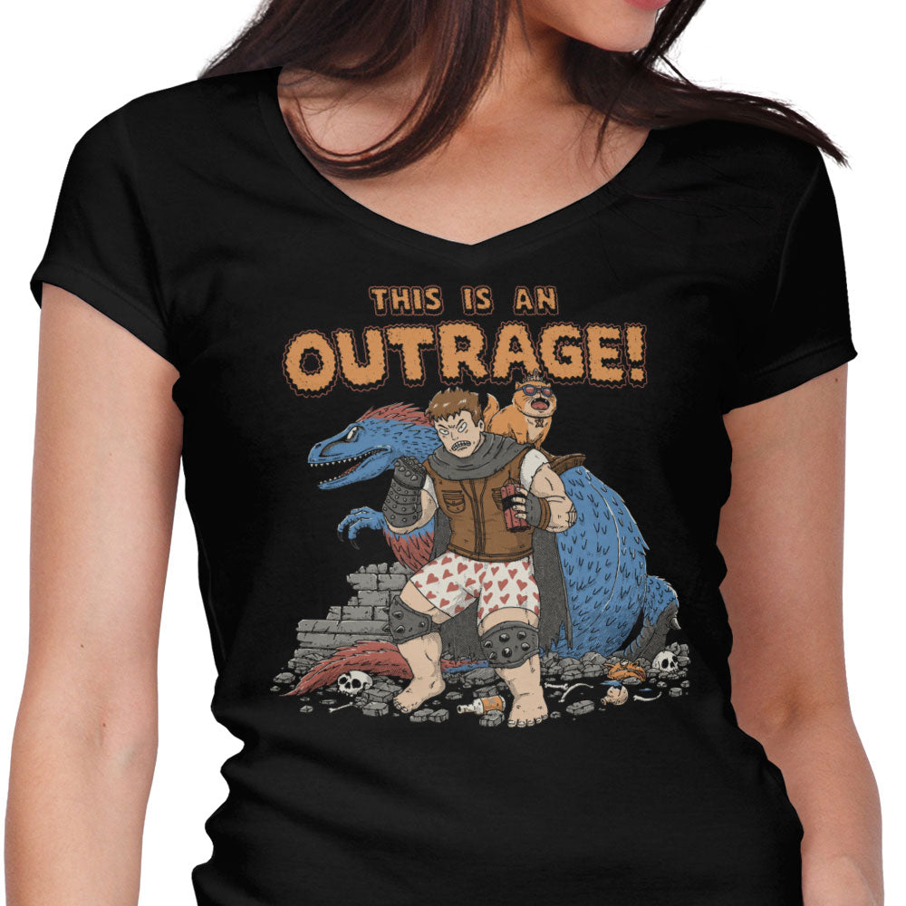 This is an Outrage Women's V-Neck - Adult & Kids T-Shirts, Sweatshirts & Hoodies apparel design preview 1