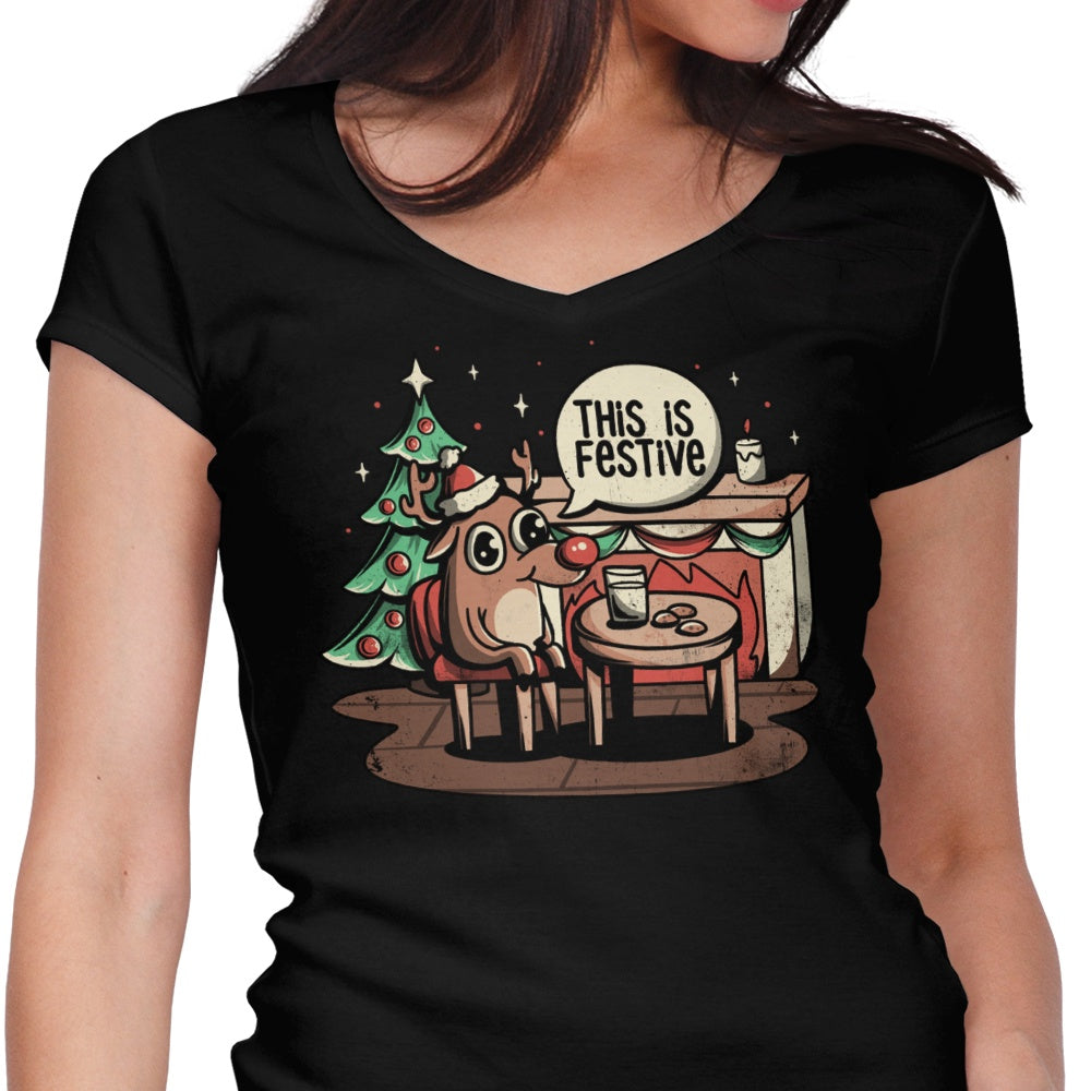 This is Festive Women's V-Neck - Adult & Kids T-Shirts, Sweatshirts & Hoodies apparel design preview 1