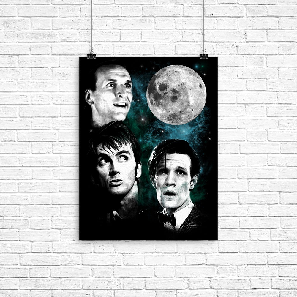 Three Doctor Moon Poster - Adult & Kids T-Shirts, Sweatshirts & Hoodies apparel design preview 1