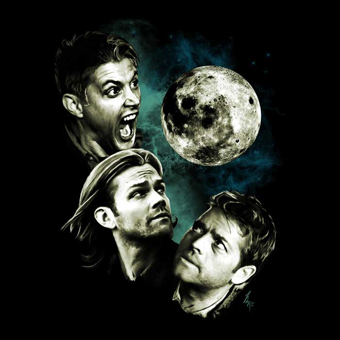 Three Super Moon Women's V-Neck - Adult & Kids T-Shirts, Sweatshirts & Hoodies apparel design preview 2