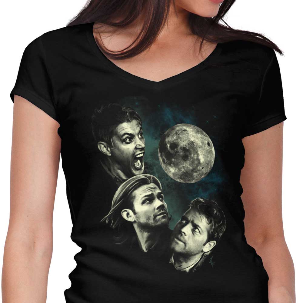 Three Super Moon Women's V-Neck - Adult & Kids T-Shirts, Sweatshirts & Hoodies apparel design preview 1