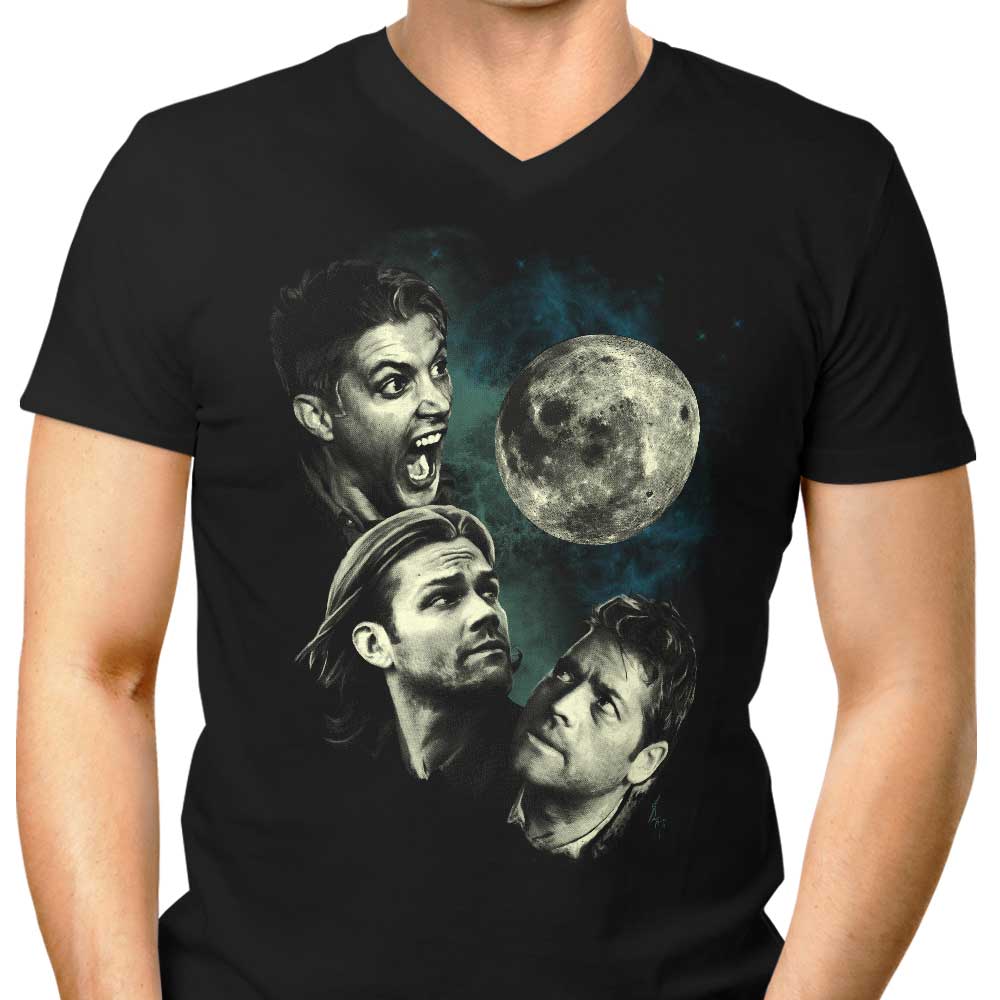 Three Super Moon Men's V-Neck - Adult & Kids T-Shirts, Sweatshirts & Hoodies apparel design preview 1