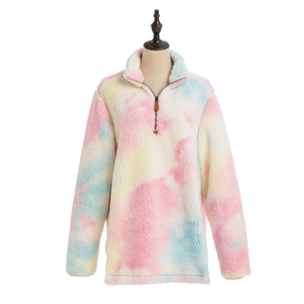 Katydid Preppy Pink Blue Tie Dye 1 Sherpa Jacket - Adult & Kids T-Shirts, Sweatshirts & Hoodies apparel design preview 1