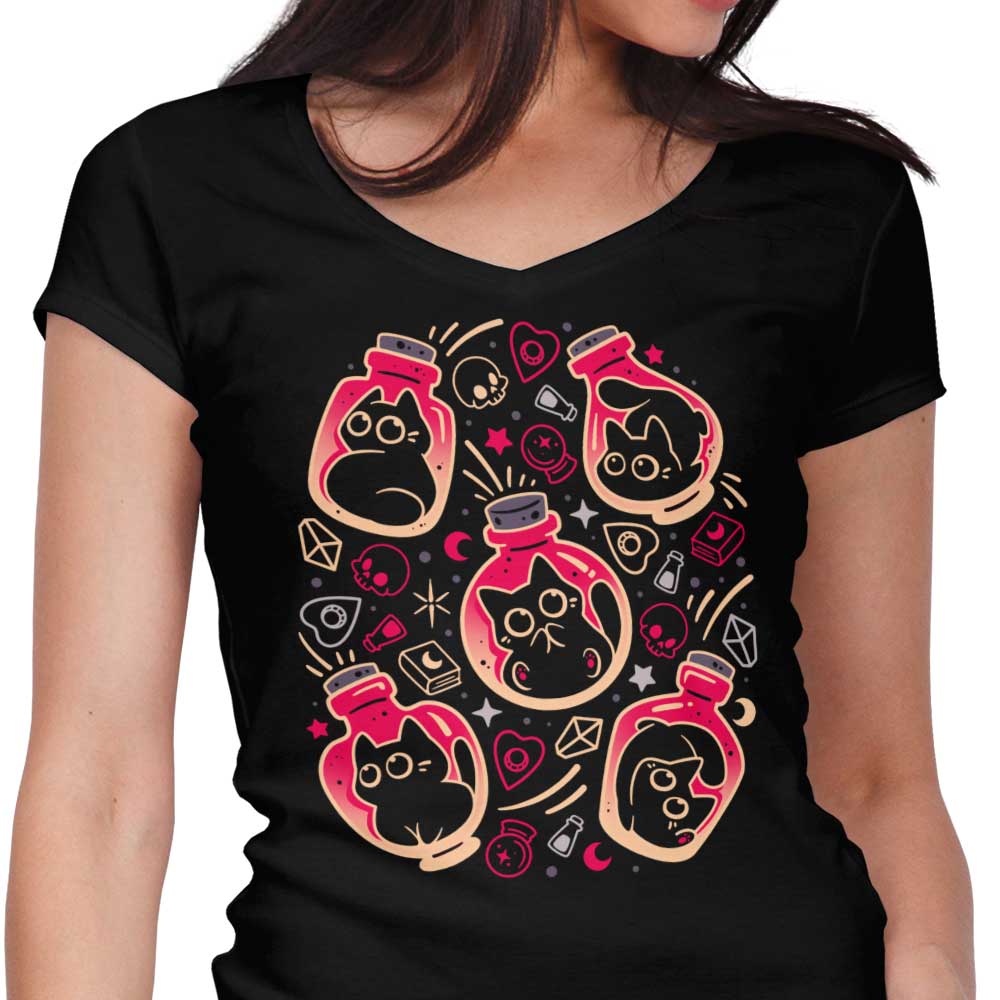 Tiny Bottled Kittens Women's V-Neck - Adult & Kids T-Shirts, Sweatshirts & Hoodies apparel design preview 1