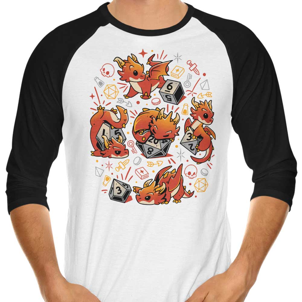 Tiny Dragon Dice 3/4 Sleeve Raglan - Adult & Kids T-Shirts, Sweatshirts & Hoodies apparel design preview 1