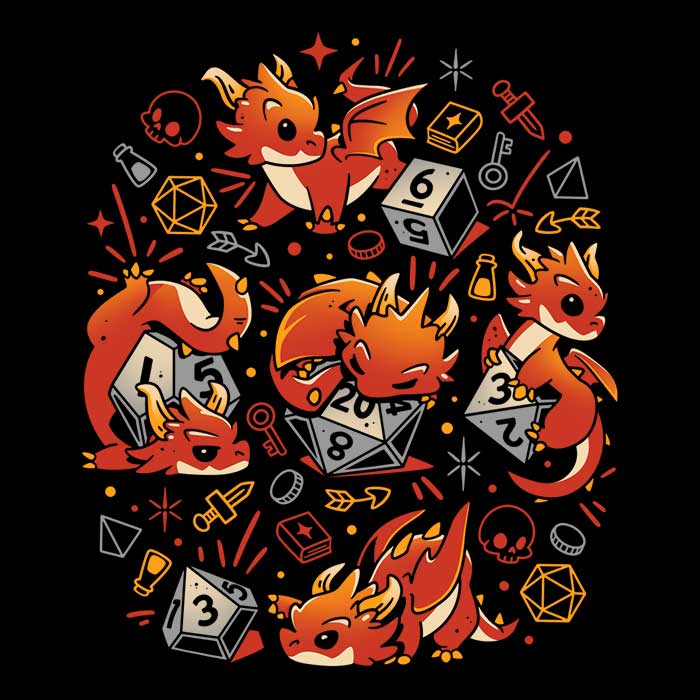 Tiny Dragon Dice Men's Apparel - Adult & Kids T-Shirts, Sweatshirts & Hoodies apparel design preview 2