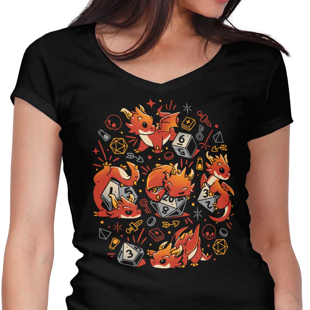 Tiny Dragon Dice Women's V-Neck - Adult & Kids T-Shirts, Sweatshirts & Hoodies apparel design preview 1
