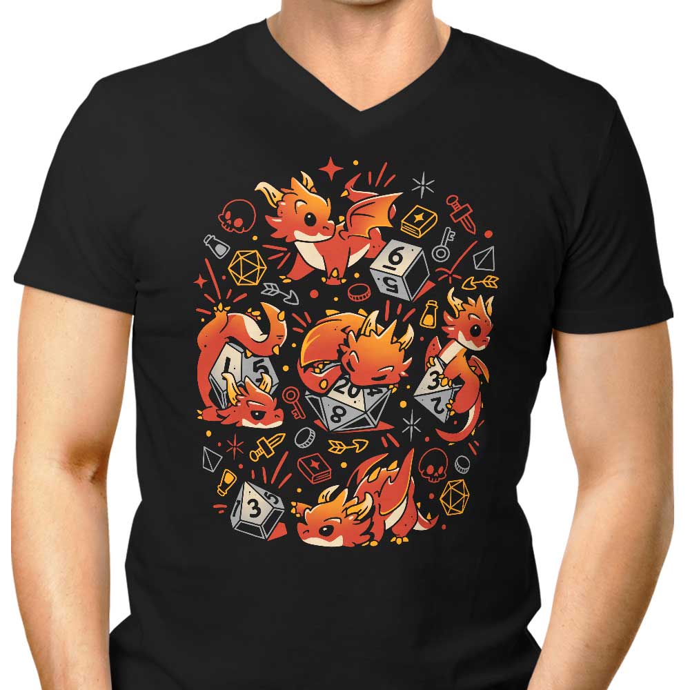 Tiny Dragon Dice Men's V-Neck - Adult & Kids T-Shirts, Sweatshirts & Hoodies apparel design preview 1