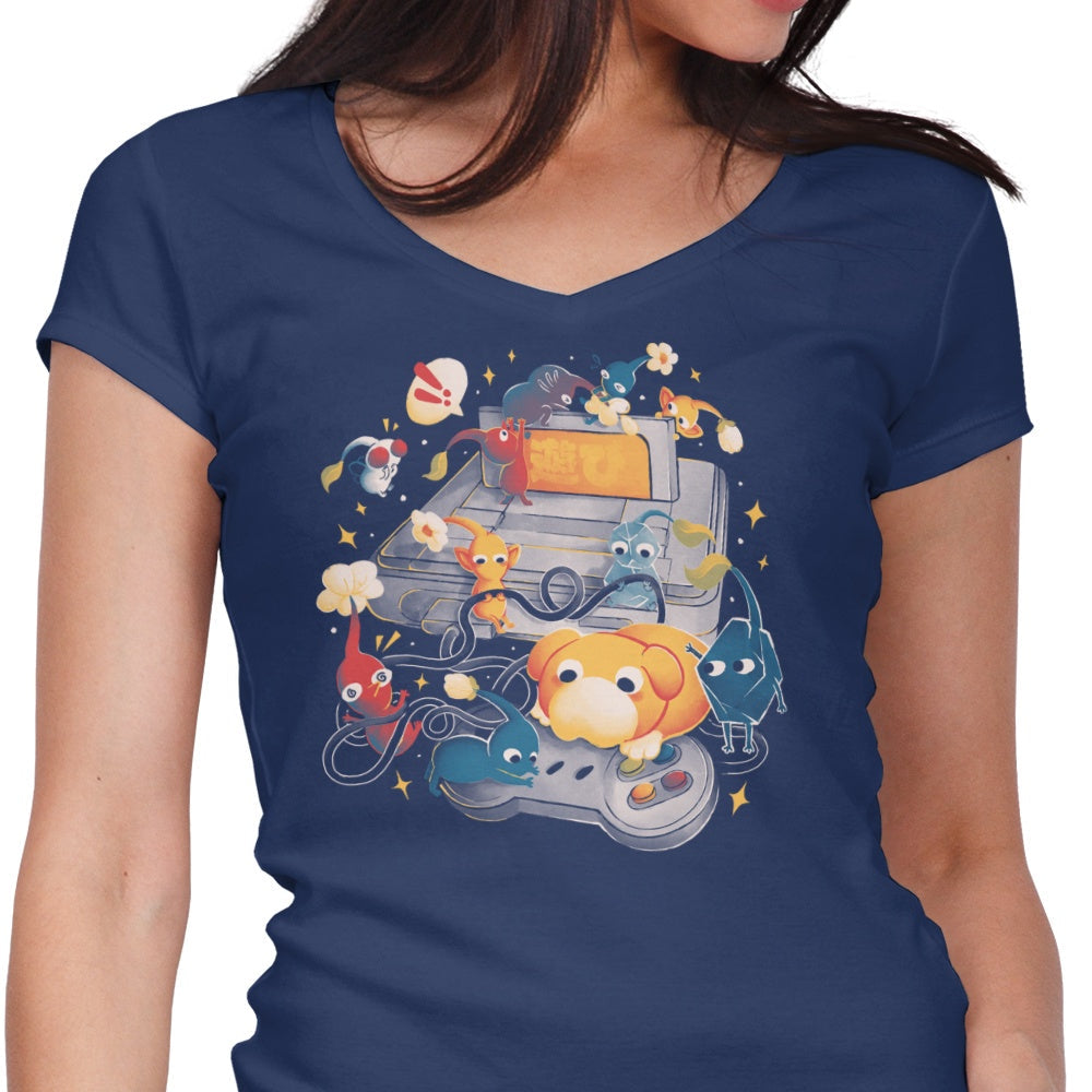 Tiny Gamers Women's V-Neck - Adult & Kids T-Shirts, Sweatshirts & Hoodies apparel design preview 1