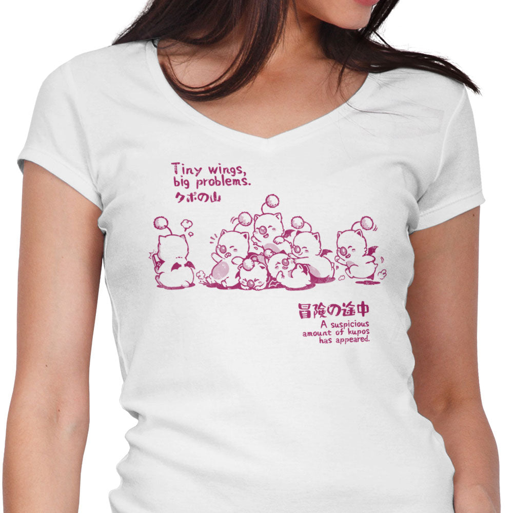 Tiny Wings, Big Problems Women's V-Neck - Adult & Kids T-Shirts, Sweatshirts & Hoodies apparel design preview 1
