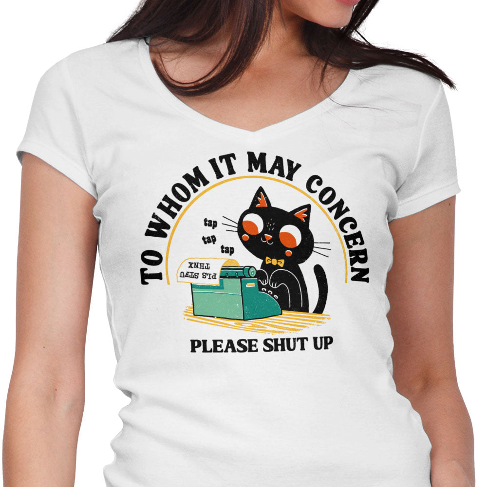 To Whom it May Concern Women's V-Neck - Adult & Kids T-Shirts, Sweatshirts & Hoodies apparel design preview 1