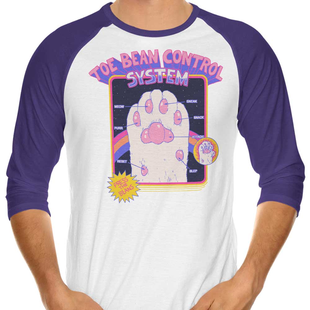 Toe Bean Control System 3/4 Sleeve Raglan - Adult & Kids T-Shirts, Sweatshirts & Hoodies apparel design preview 1