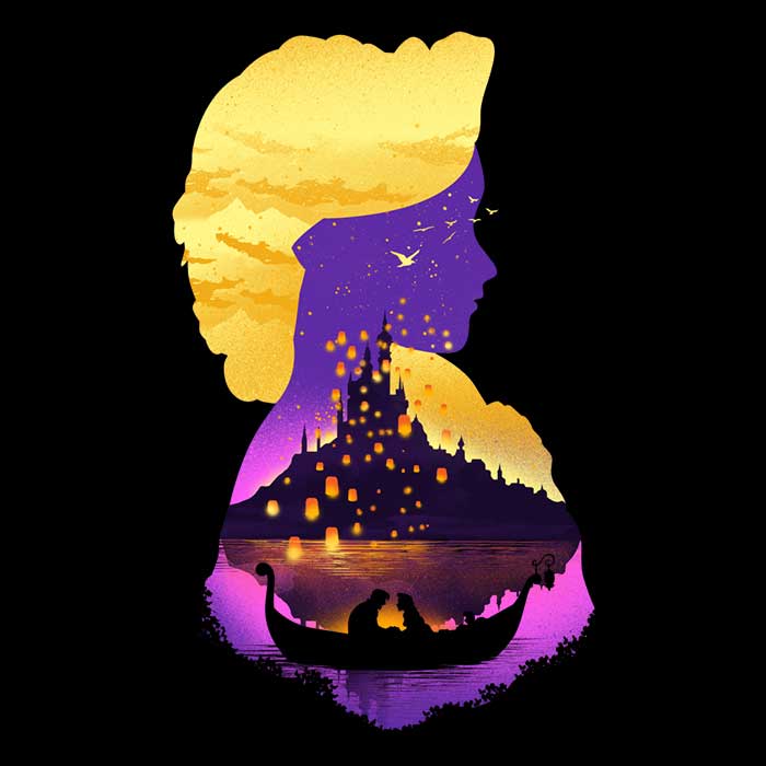 Tower Princess Silhouette Women's Apparel - Adult & Kids T-Shirts, Sweatshirts & Hoodies apparel design preview 2