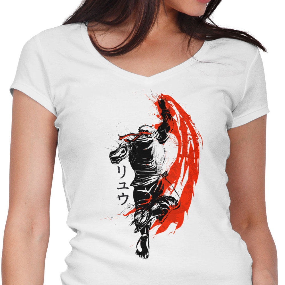Traditional Fighter Women's V-Neck - Adult & Kids T-Shirts, Sweatshirts & Hoodies apparel design preview 1