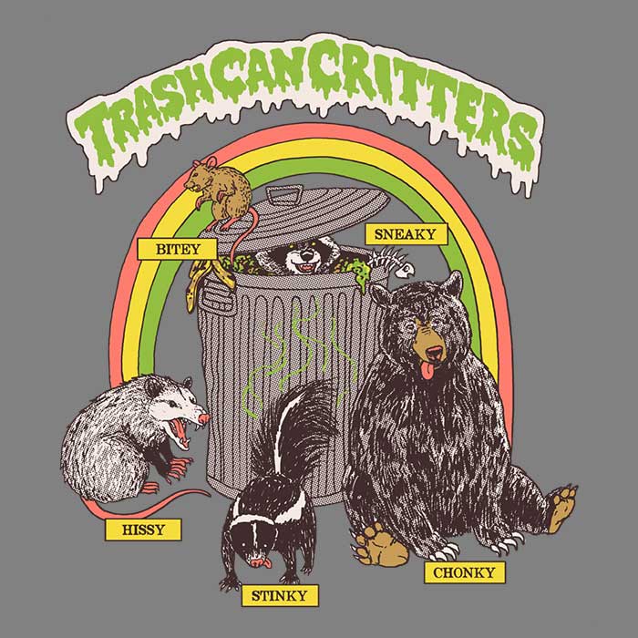 Trash Can Critters Ringer - Adult & Kids T-Shirts, Sweatshirts & Hoodies apparel design preview 2