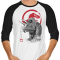 Triceratops Sumi-e 3/4 Sleeve Raglan - Adult & Kids T-Shirts, Sweatshirts & Hoodies apparel design preview 1
