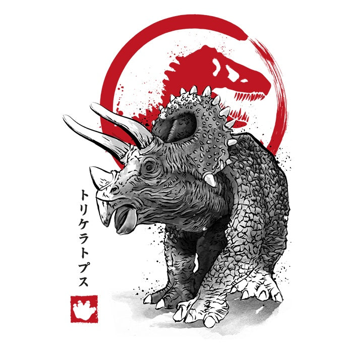 Triceratops Sumi-e Men's V-Neck - Adult & Kids T-Shirts, Sweatshirts & Hoodies apparel design preview 2