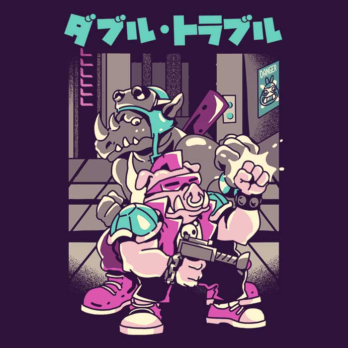 Trouble in Double Men's Apparel - Adult & Kids T-Shirts, Sweatshirts & Hoodies apparel design preview 2