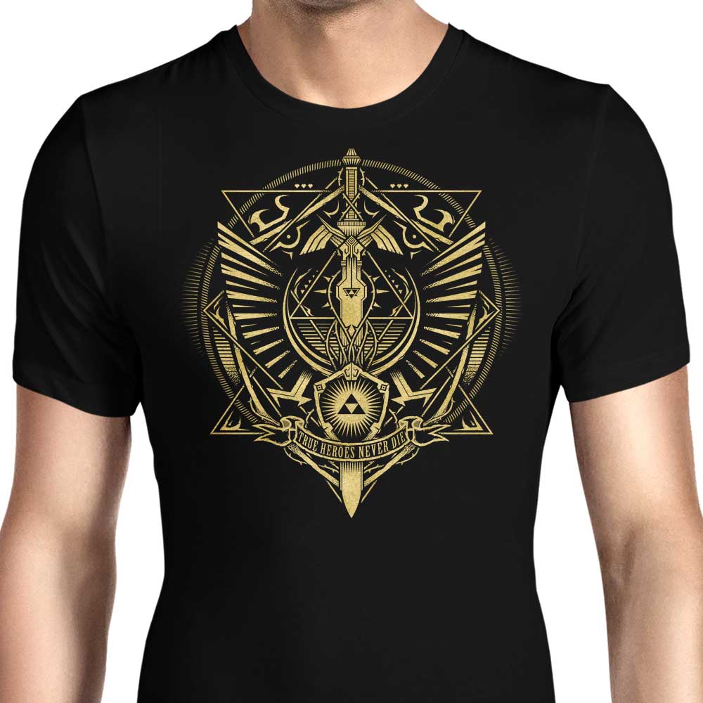 True Heroes Never Die (Gold) Men's Apparel - Adult & Kids T-Shirts, Sweatshirts & Hoodies apparel design preview 1