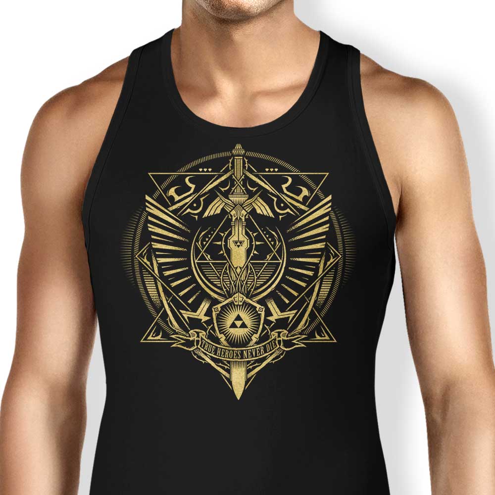 True Heroes Never Die (Gold) Tank Top - Adult & Kids T-Shirts, Sweatshirts & Hoodies apparel design preview 1