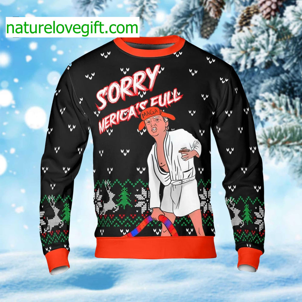 Trump Sorry Merica’s Full Ugly Christmas Sweater product image