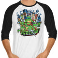 Turtle Pilgrim 3/4 Sleeve Raglan - Adult & Kids T-Shirts, Sweatshirts & Hoodies apparel design preview 1