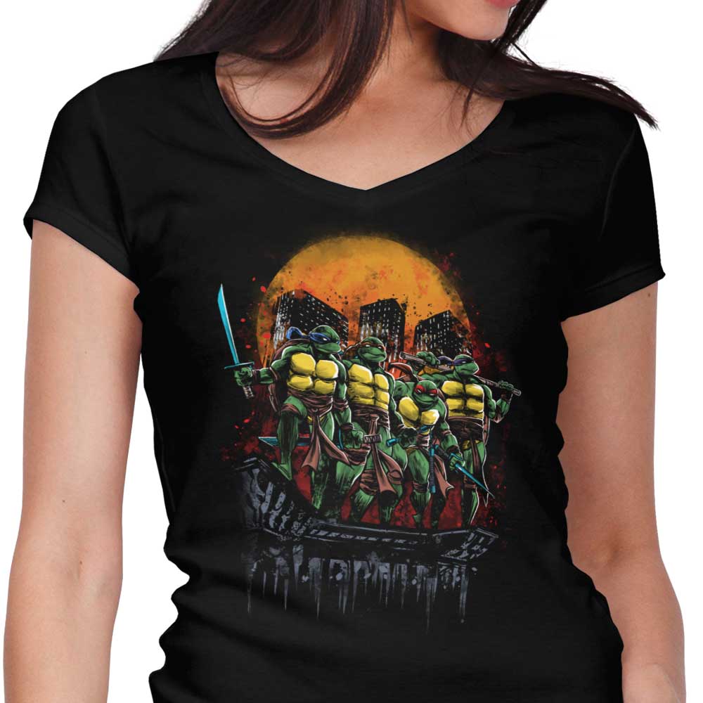 Turtles on the Roof Women's V-Neck - Adult & Kids T-Shirts, Sweatshirts & Hoodies apparel design preview 1