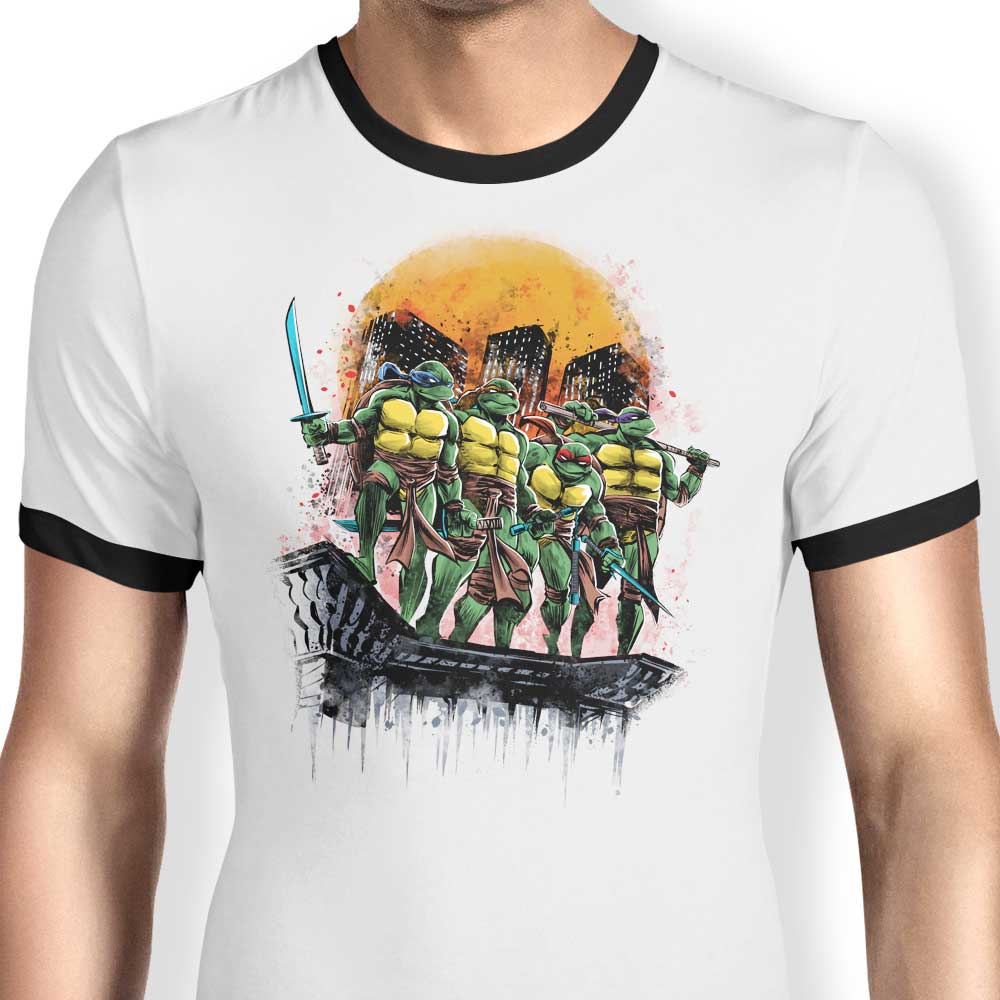 Turtles on the Roof Ringer - Adult & Kids T-Shirts, Sweatshirts & Hoodies apparel design preview 1