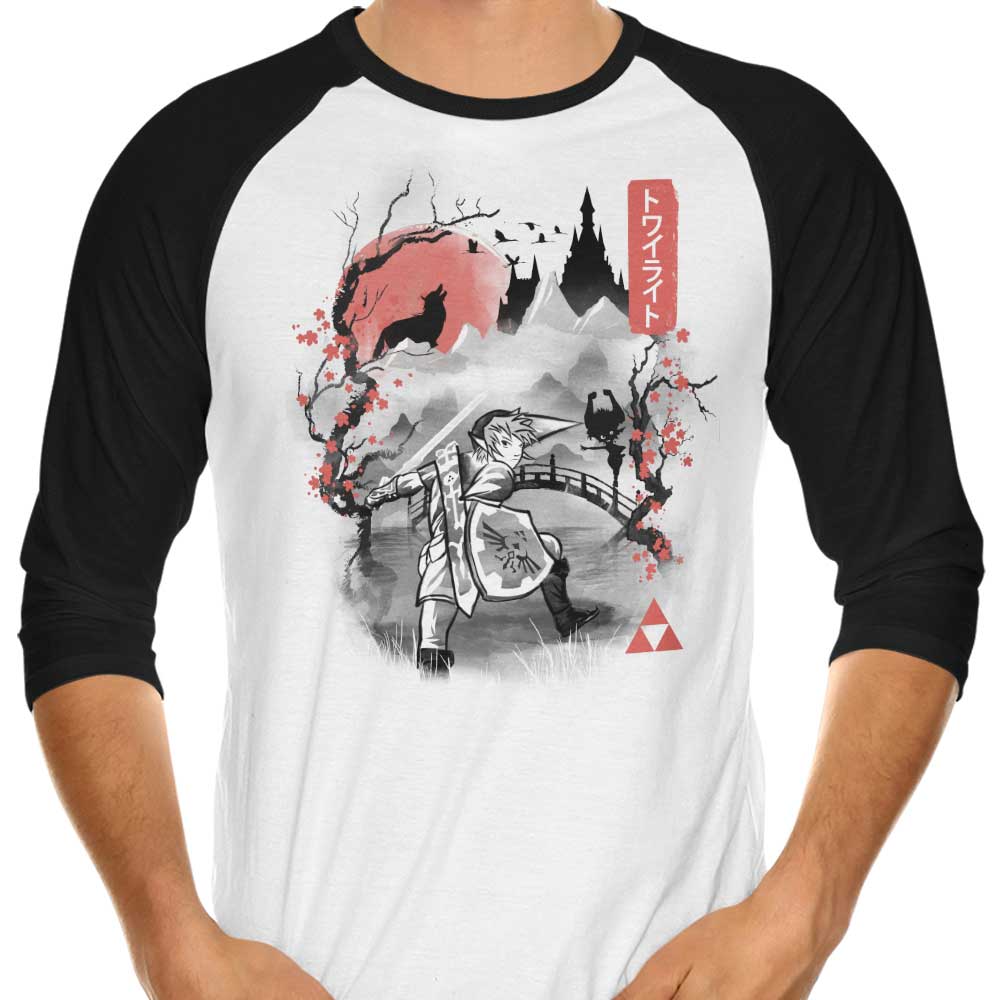 Twilight Sumi-e 3/4 Sleeve Raglan - Adult & Kids T-Shirts, Sweatshirts & Hoodies apparel design preview 1