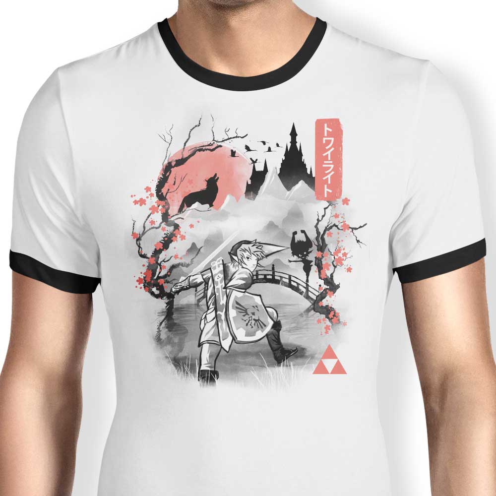 Twilight Sumi-e Ringer - Adult & Kids T-Shirts, Sweatshirts & Hoodies apparel design preview 1