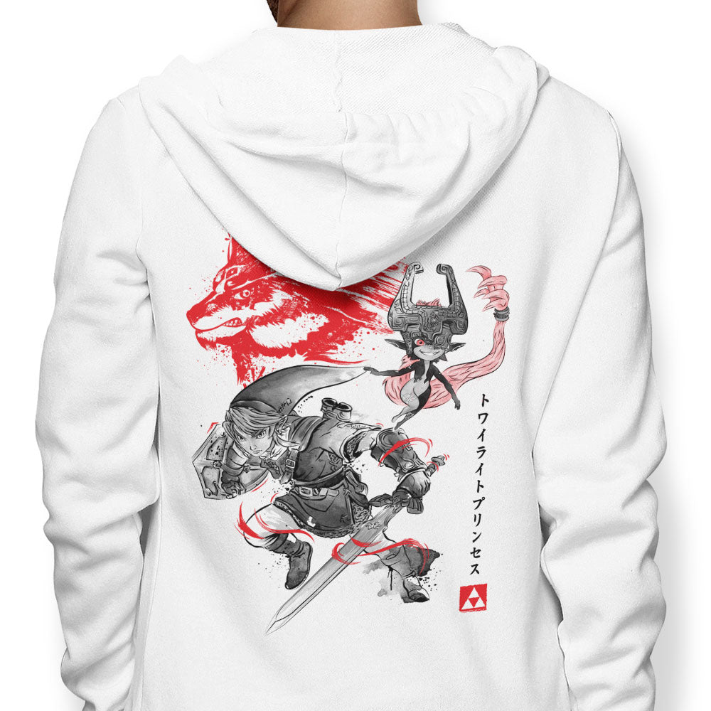 Twilight Wolf Sumi-e - Adult & Kids T-Shirts, Sweatshirts & Hoodies apparel design preview 1