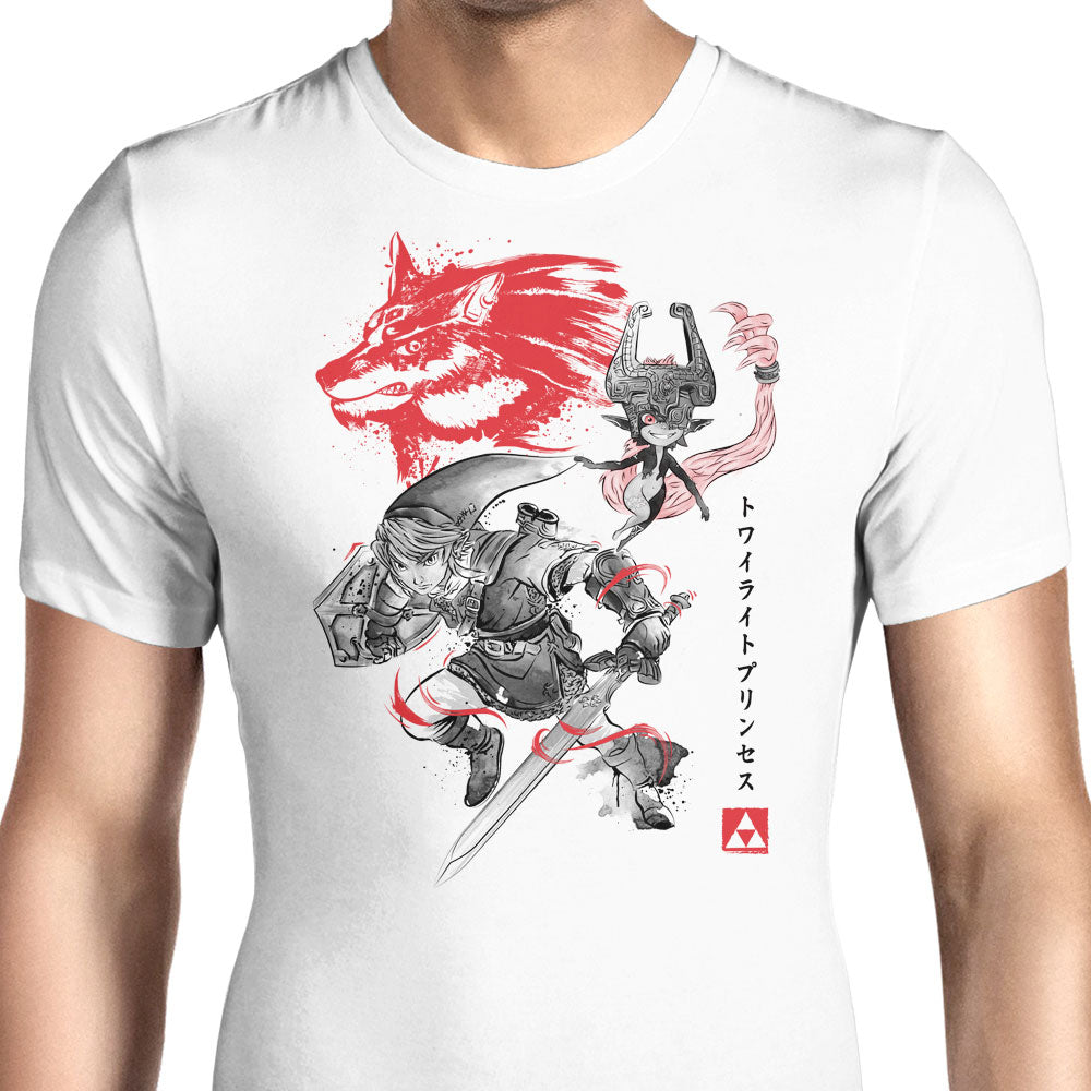 Twilight Wolf Sumi-e Men's Apparel - Adult & Kids T-Shirts, Sweatshirts & Hoodies apparel design preview 1