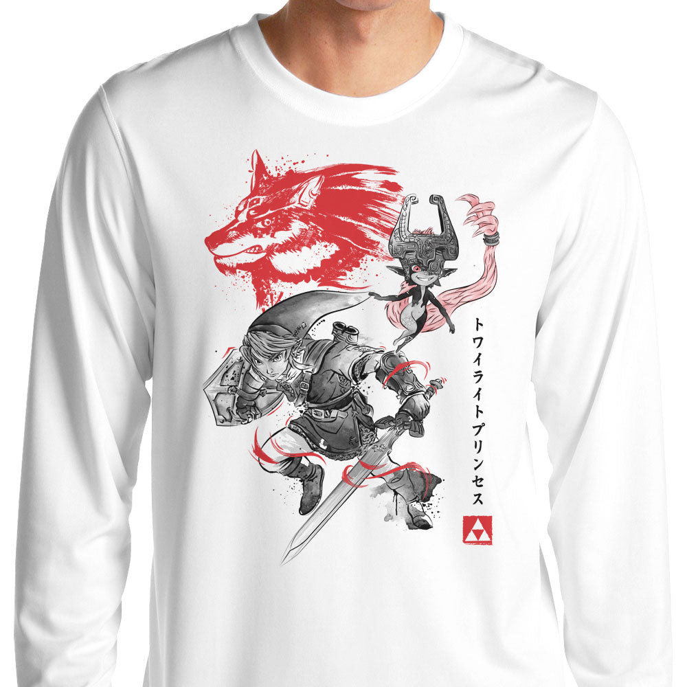 Twilight Wolf Sumi-e - Adult & Kids T-Shirts, Sweatshirts & Hoodies apparel design preview 1