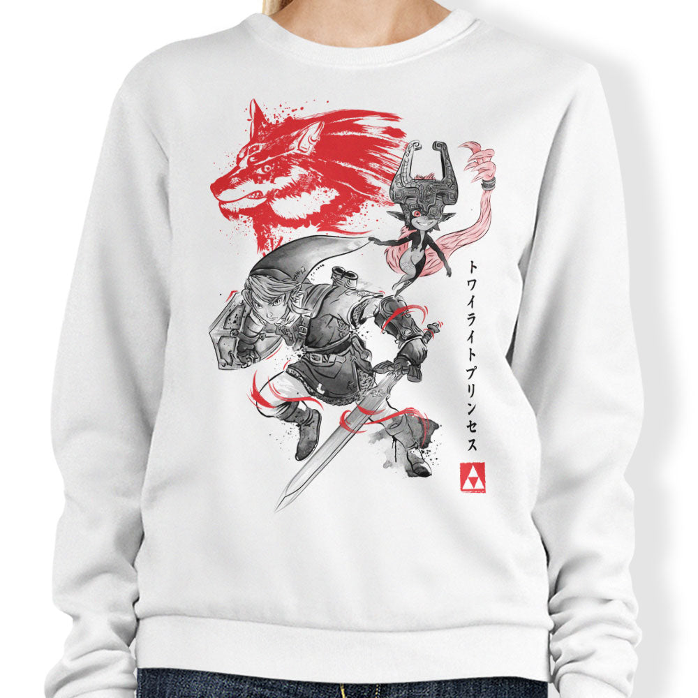 Twilight Wolf Sumi-e - Adult & Kids T-Shirts, Sweatshirts & Hoodies apparel design preview 1