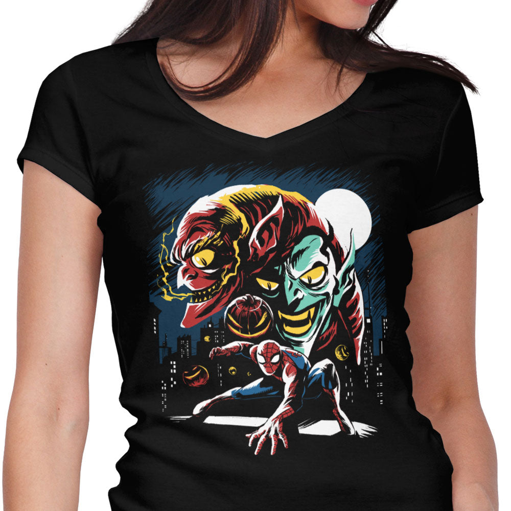 Twin Goblins Women's V-Neck - Adult & Kids T-Shirts, Sweatshirts & Hoodies apparel design preview 1