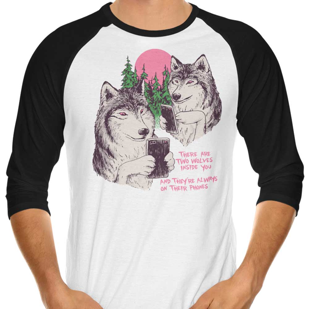 Two Wolves 3/4 Sleeve Raglan - Adult & Kids T-Shirts, Sweatshirts & Hoodies apparel design preview 1