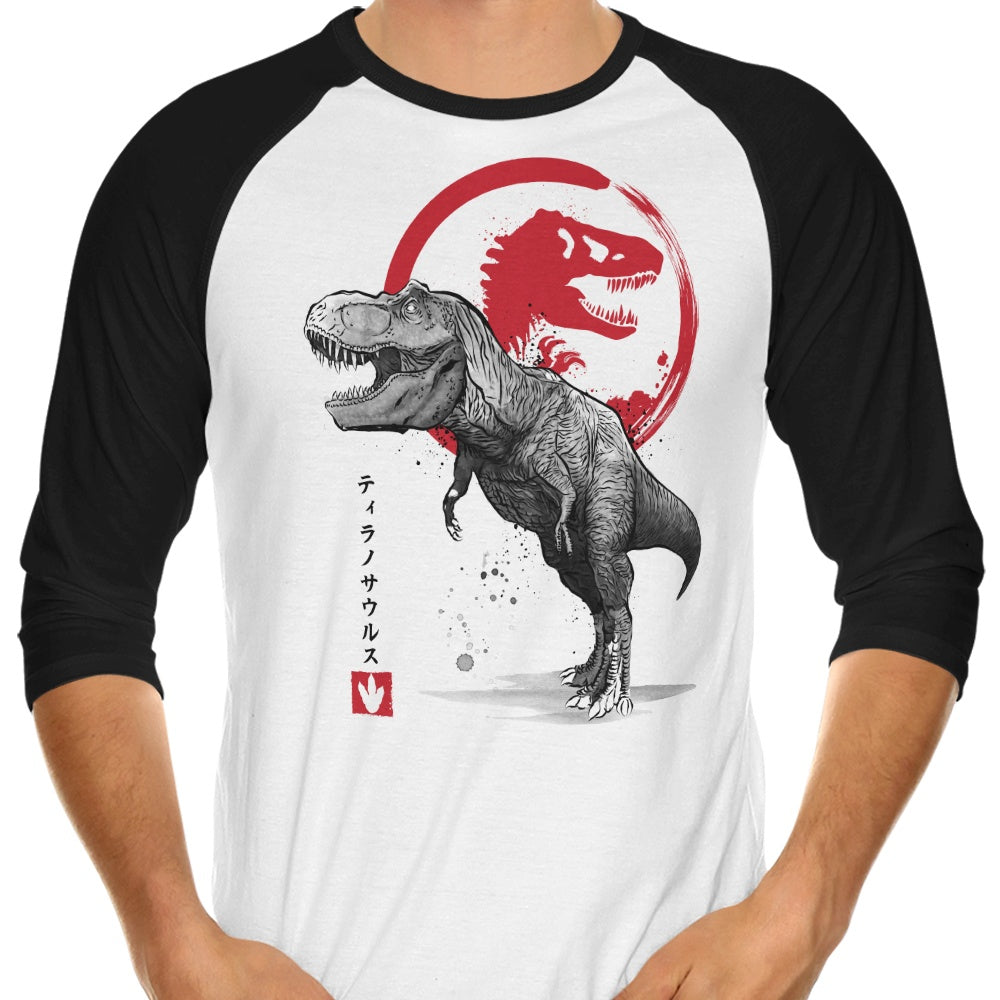 Tyrannosaurus Sumi-e 3/4 Sleeve Raglan - Adult & Kids T-Shirts, Sweatshirts & Hoodies apparel design preview 1