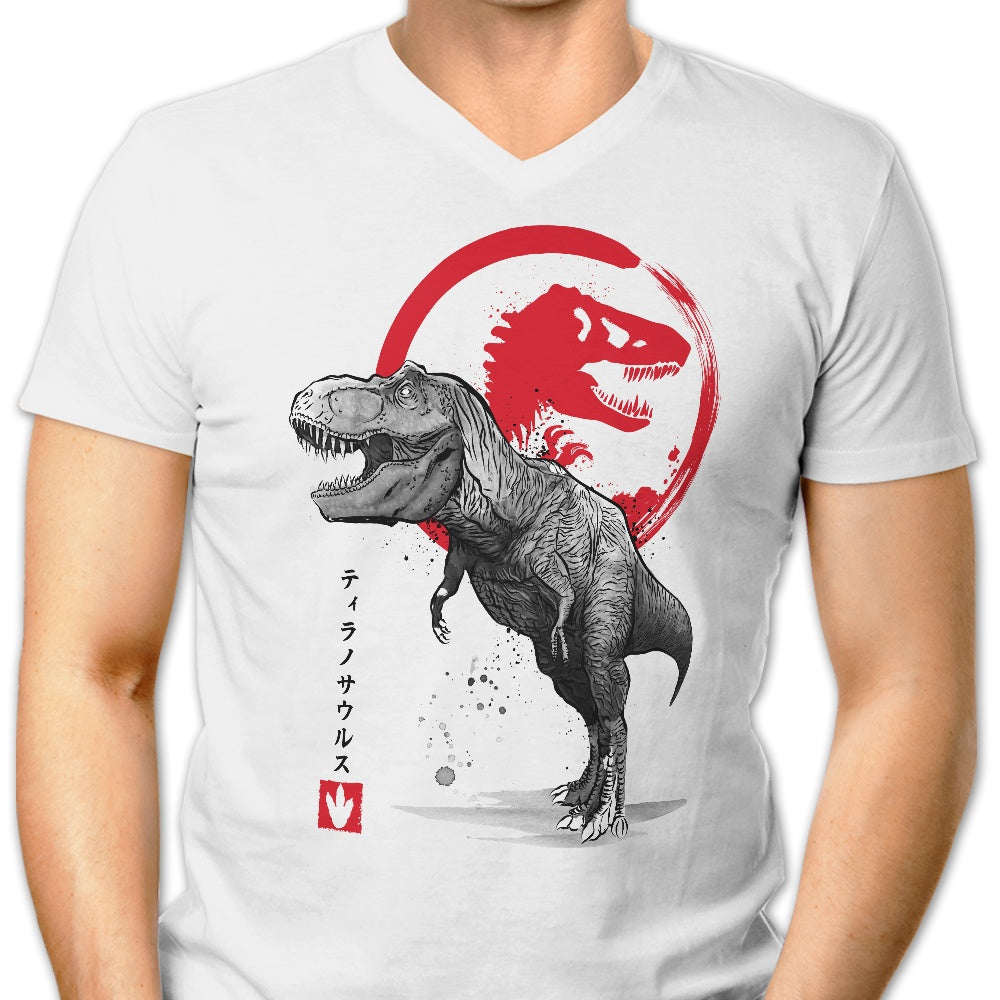 Tyrannosaurus Sumi-e Men's V-Neck - Adult & Kids T-Shirts, Sweatshirts & Hoodies apparel design preview 1