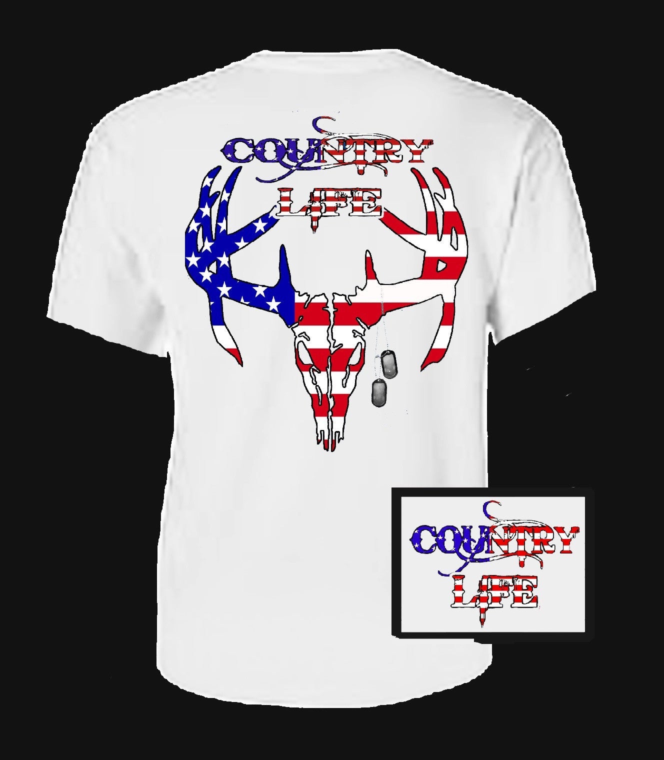 Country Life Outfitters USA American Flag Deer Skull - Adult & Kids T-Shirts, Sweatshirts & Hoodies apparel design preview 1