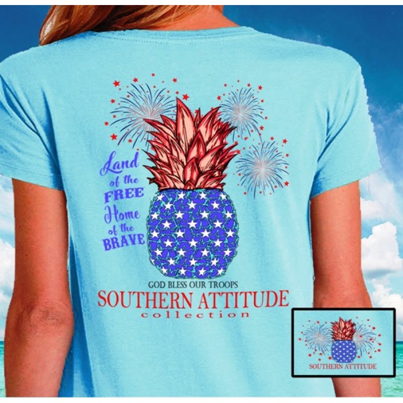 Southern Attitude Land Of The Free USA Pineapple - Adult & Kids T-Shirts, Sweatshirts & Hoodies apparel design preview 2