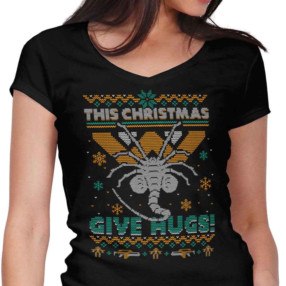 Ugly Xmas Hugs Women's V-Neck - Adult & Kids T-Shirts, Sweatshirts & Hoodies apparel design preview 1