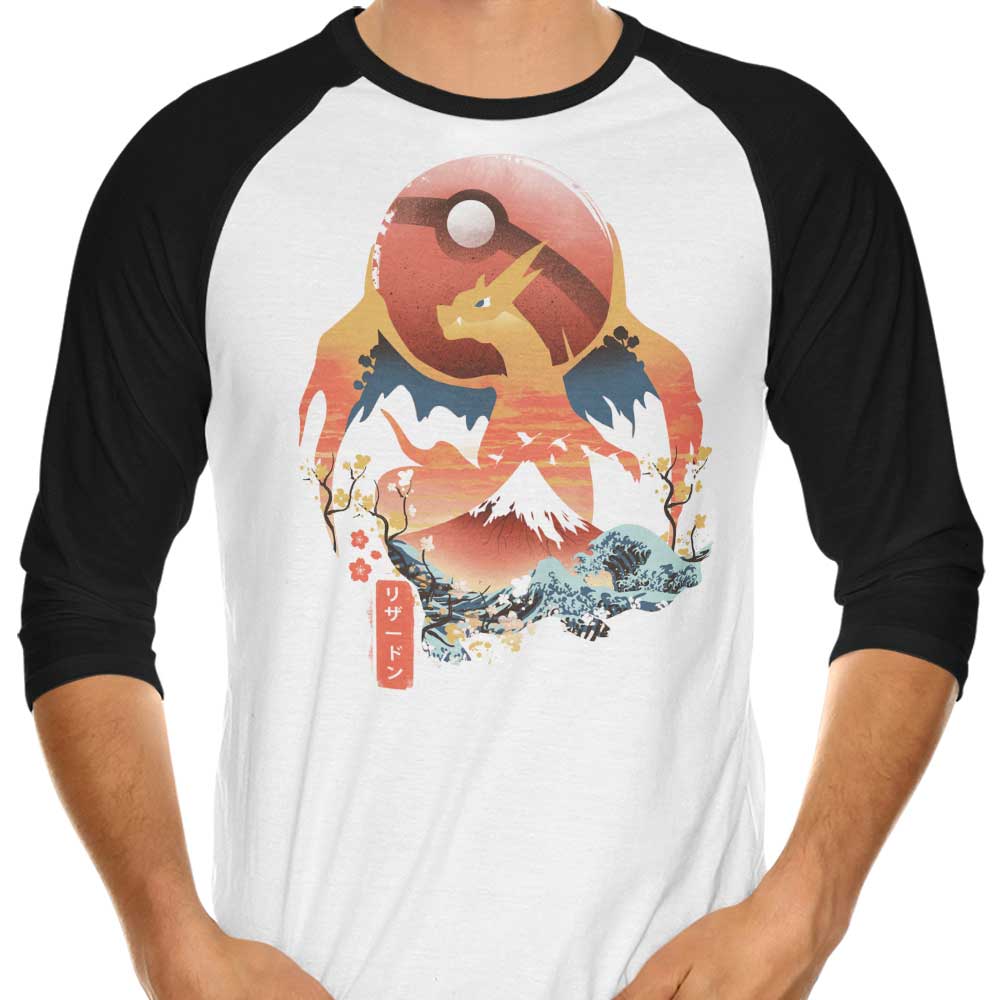 Ukiyo Fire 3/4 Sleeve Raglan - Adult & Kids T-Shirts, Sweatshirts & Hoodies apparel design preview 1