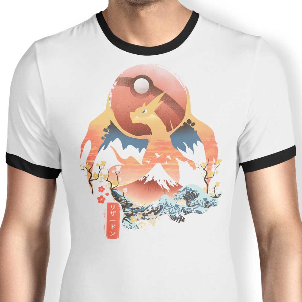 Ukiyo Fire Ringer - Adult & Kids T-Shirts, Sweatshirts & Hoodies apparel design preview 1