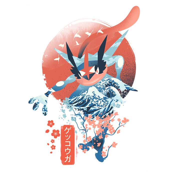 Ukiyo Water Ringer - Adult & Kids T-Shirts, Sweatshirts & Hoodies apparel design preview 2