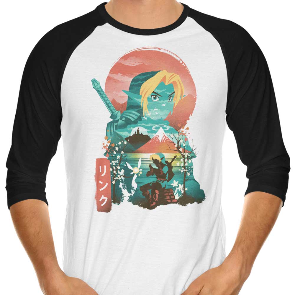 Ukiyo-e Ocarina 3/4 Sleeve Raglan - Adult & Kids T-Shirts, Sweatshirts & Hoodies apparel design preview 1